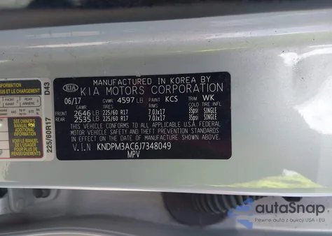 2018 Kia Sportage Lx из США, поврежденный, VIN KNDPM3AC6J7348049